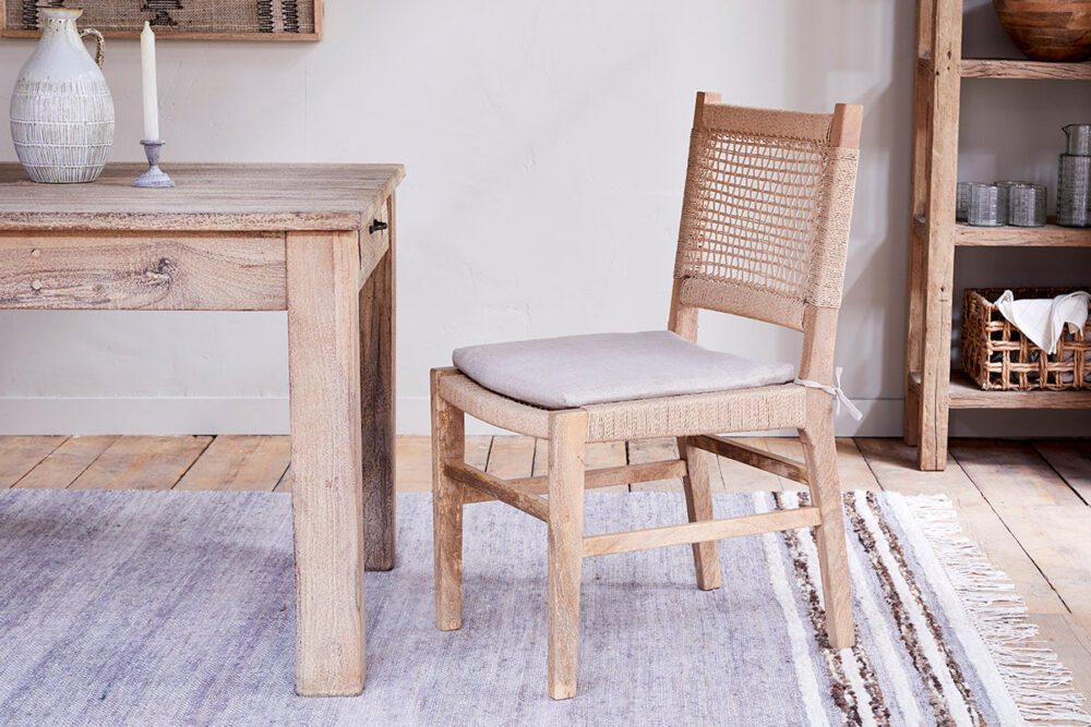 Aamani Mango Wood & Cord Dining Chair - Natural
