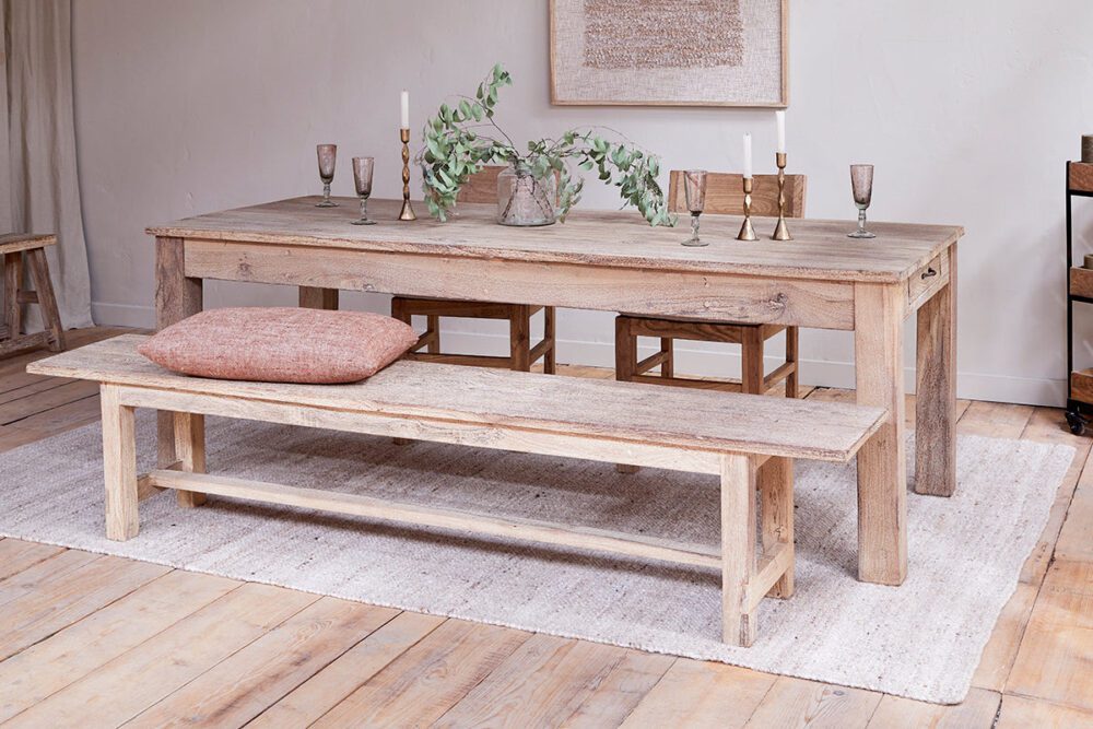 Fioni Reclaimed Wood Dining Table - Natural- Small