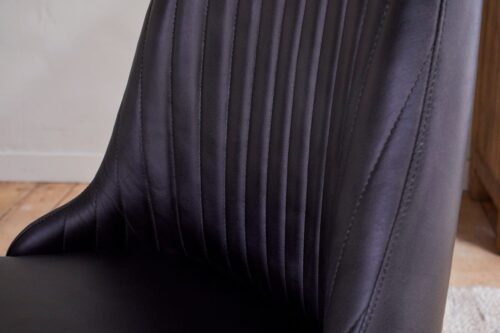 Harsha Leather Dining Chair - Aged Black - Opulence Interiors