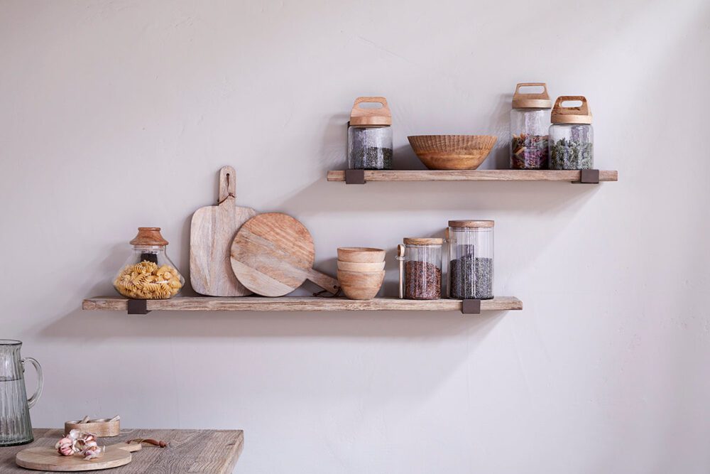 Ibo Reclaimed Wood & Iron Shelf - Natural-Small