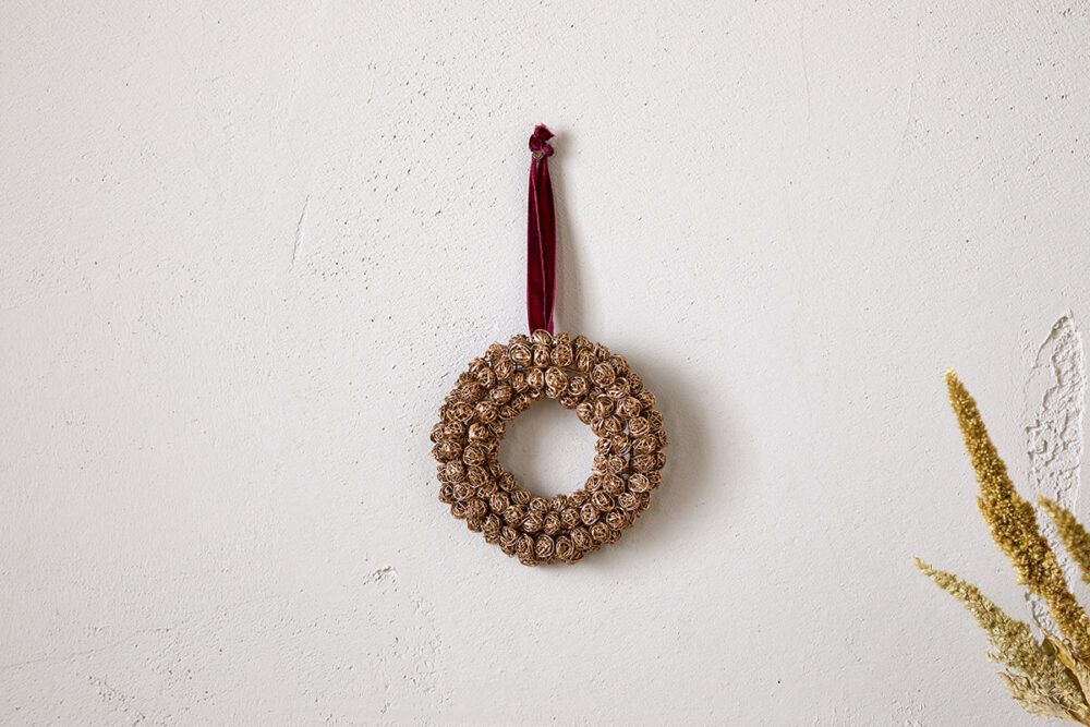 Madhi Mini Wreath Bauble - Brass