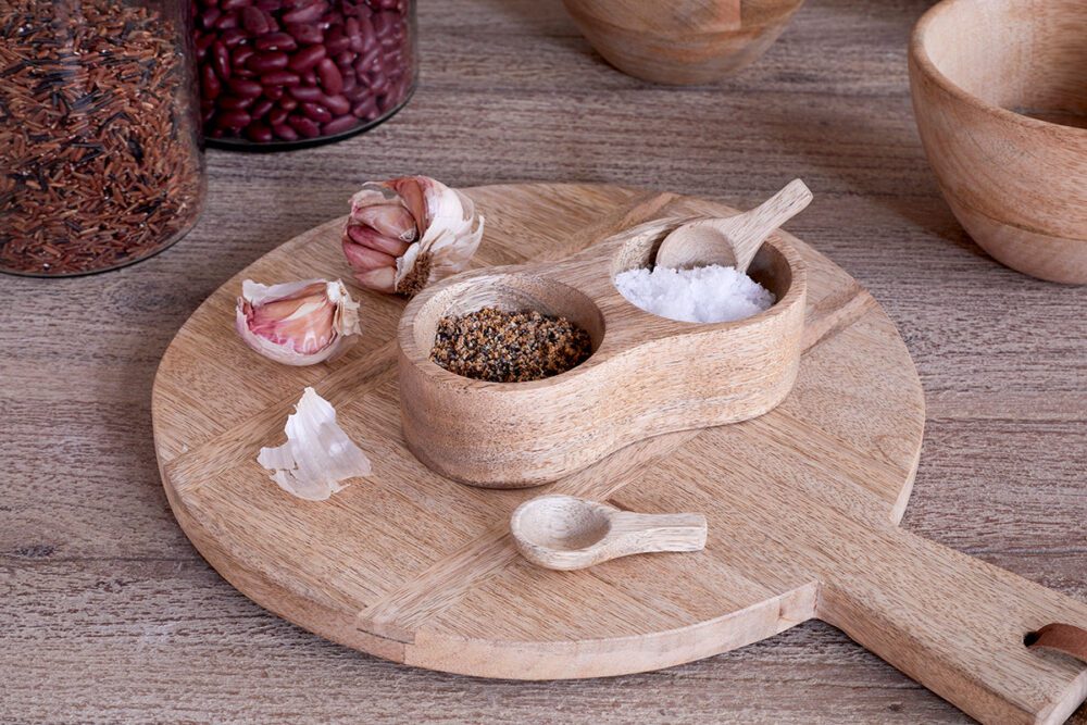 Milaku Mango Wood Salt & Pepper Server - Natural
