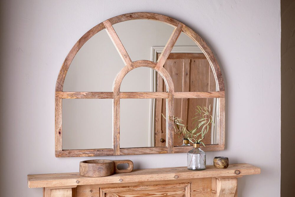 Sande Arched Mango Wood Mirror - Natural