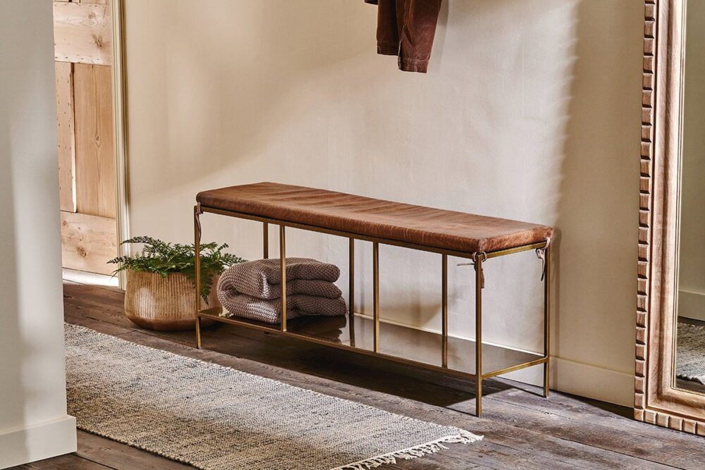Mahi Iron & Leather bench