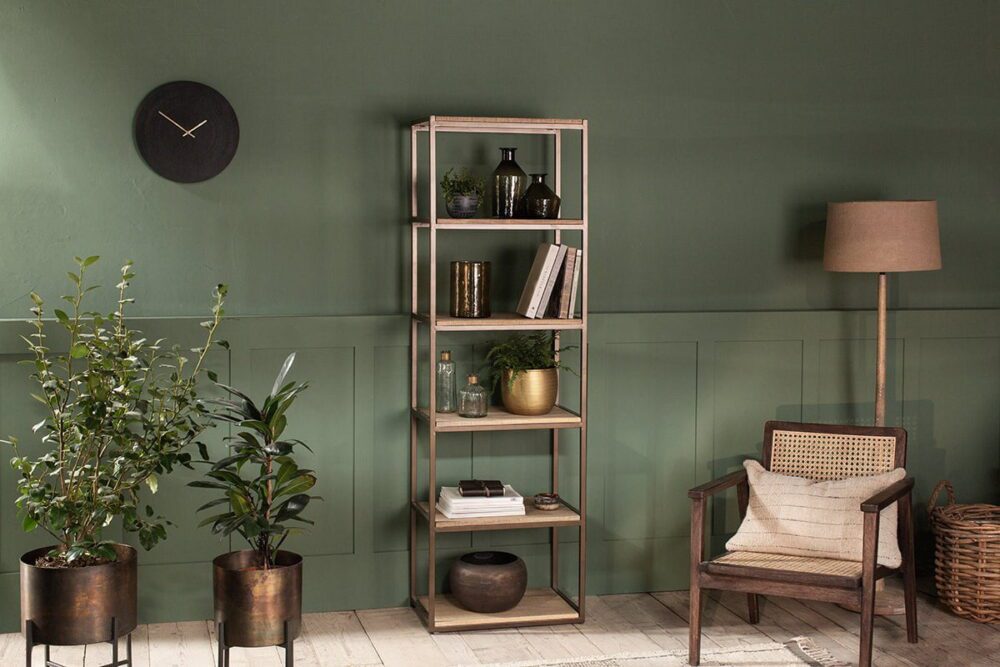 Marjori Mango Wood & Iron Standing Shelves - Narrow