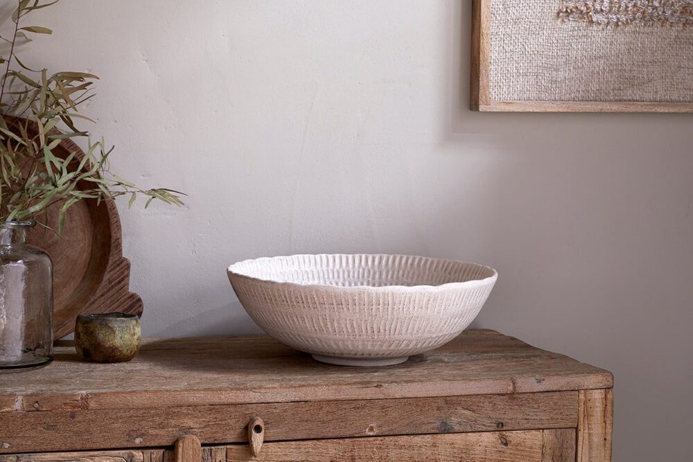 Kayanna Ceramic Decorative Bowl - White