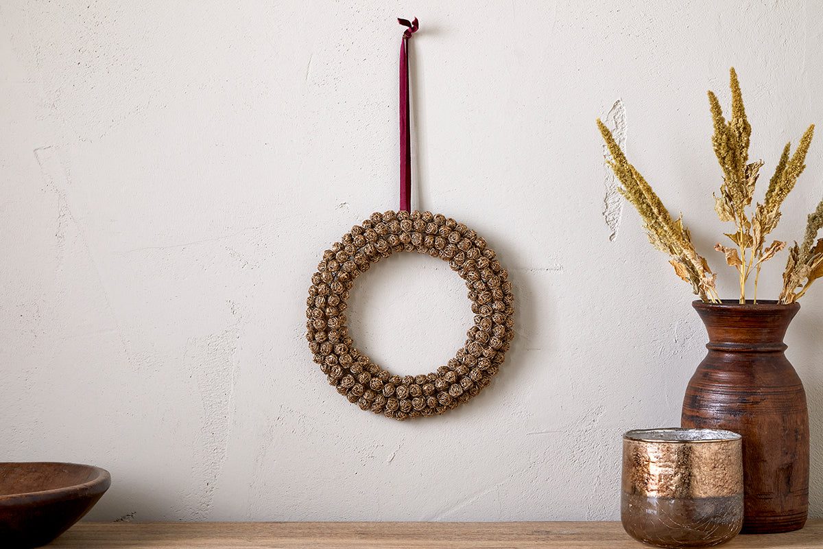 Madhi Wire Ball Wreath - Brass - Large