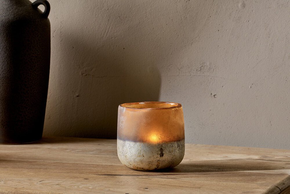 Ngolo Tealight Holder - Amber - Medium