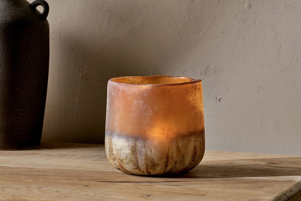 Ngolo Tealight Holder - Amber - Large