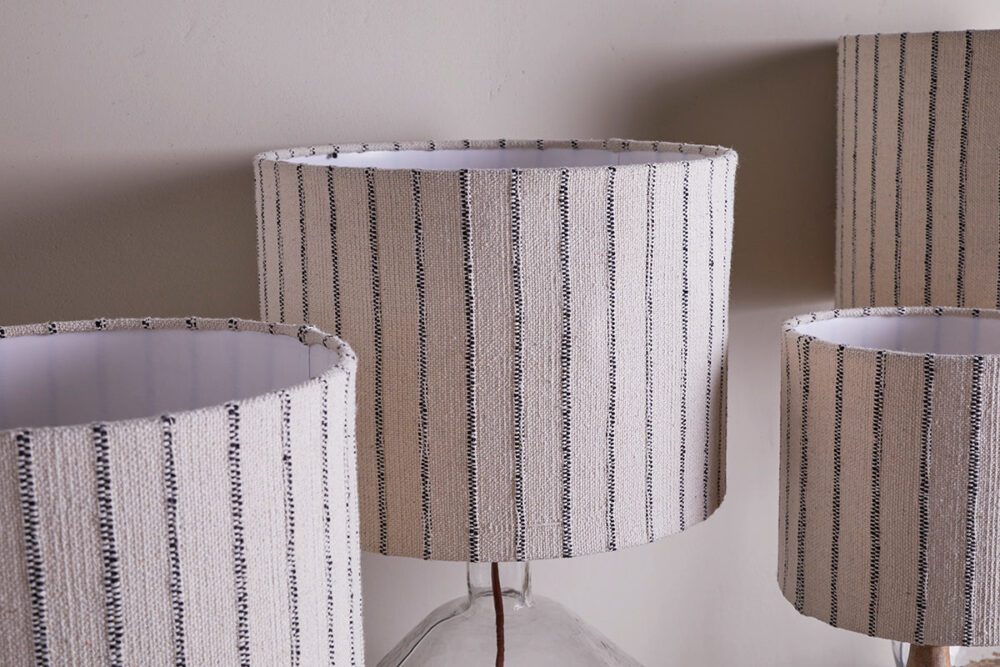 Sanja Cotton Stripe Lampshade - Off White & Grey - Extra Large