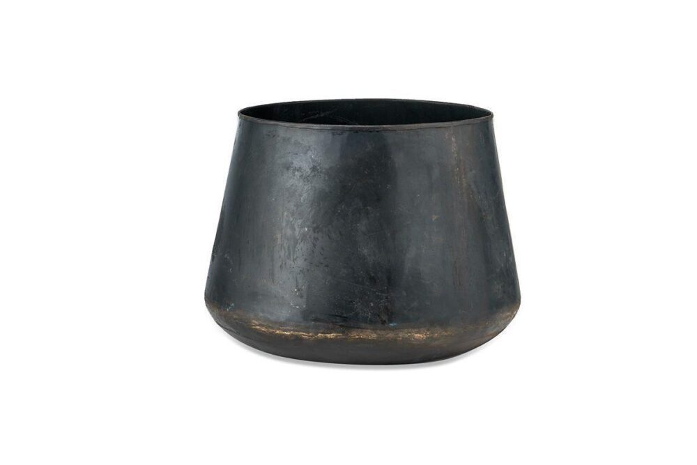 Endo Reclaimed Iron Planter - Aged Black - Large 39 x 48cm (dia)
