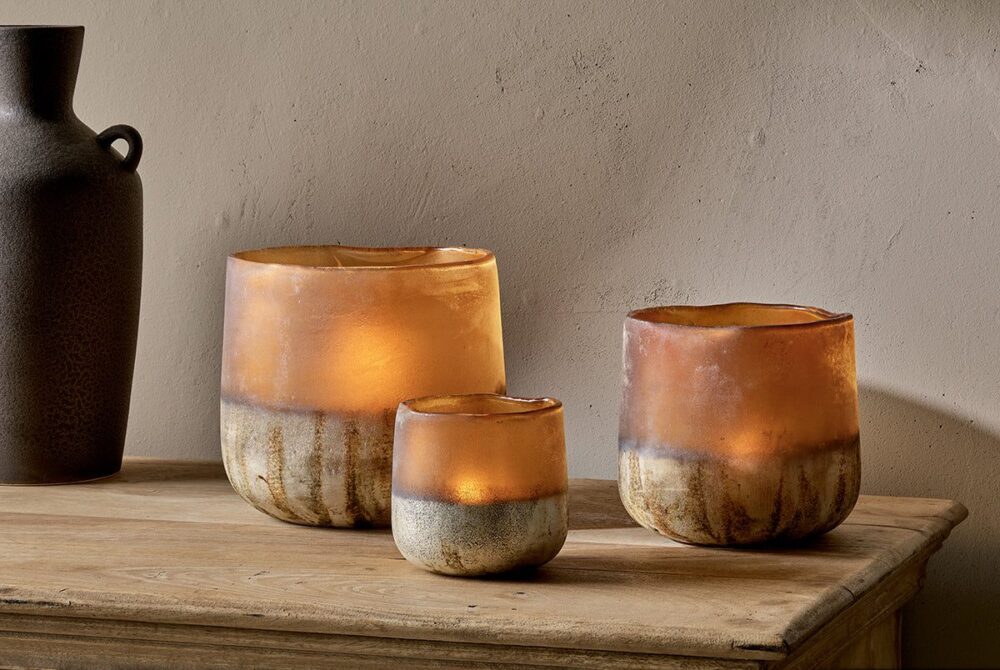 Ngolo Tealight Holder - Amber - Medium