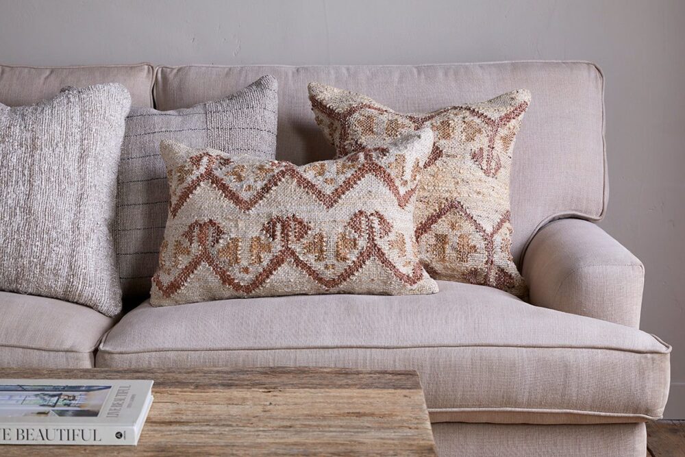 Nuvali Cotton & Jute Cushion Cover - Rust - 60 x 40 cm