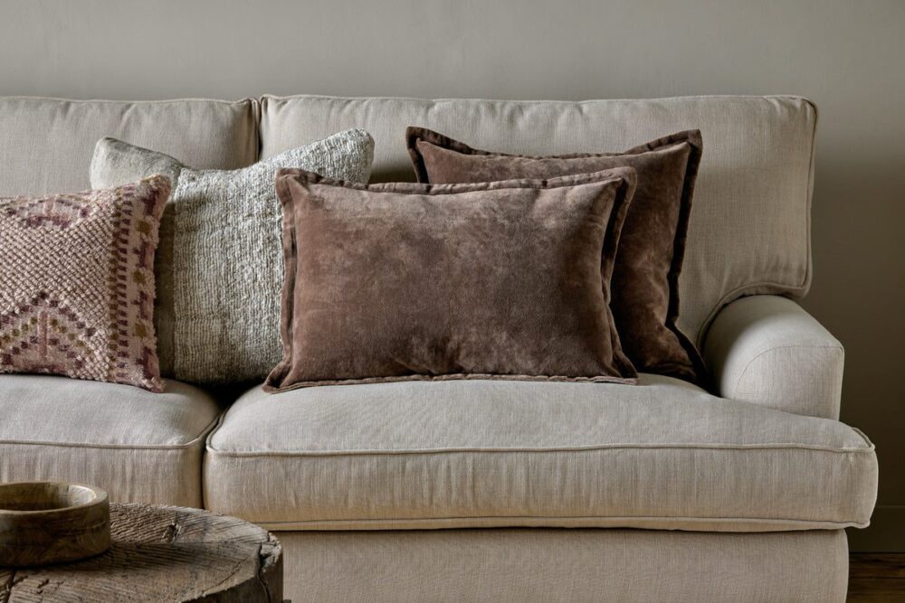 Renwal Velvet & Linen Cushion Cover - Brown - 60 X 40 cm