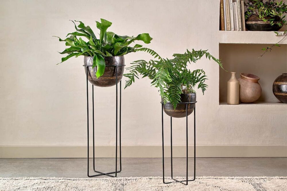 Endo Reclaimed Iron Planter Stand - Black - Large