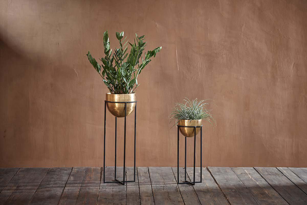 Atsu Brass Planter Stand - Antique Brass - Large