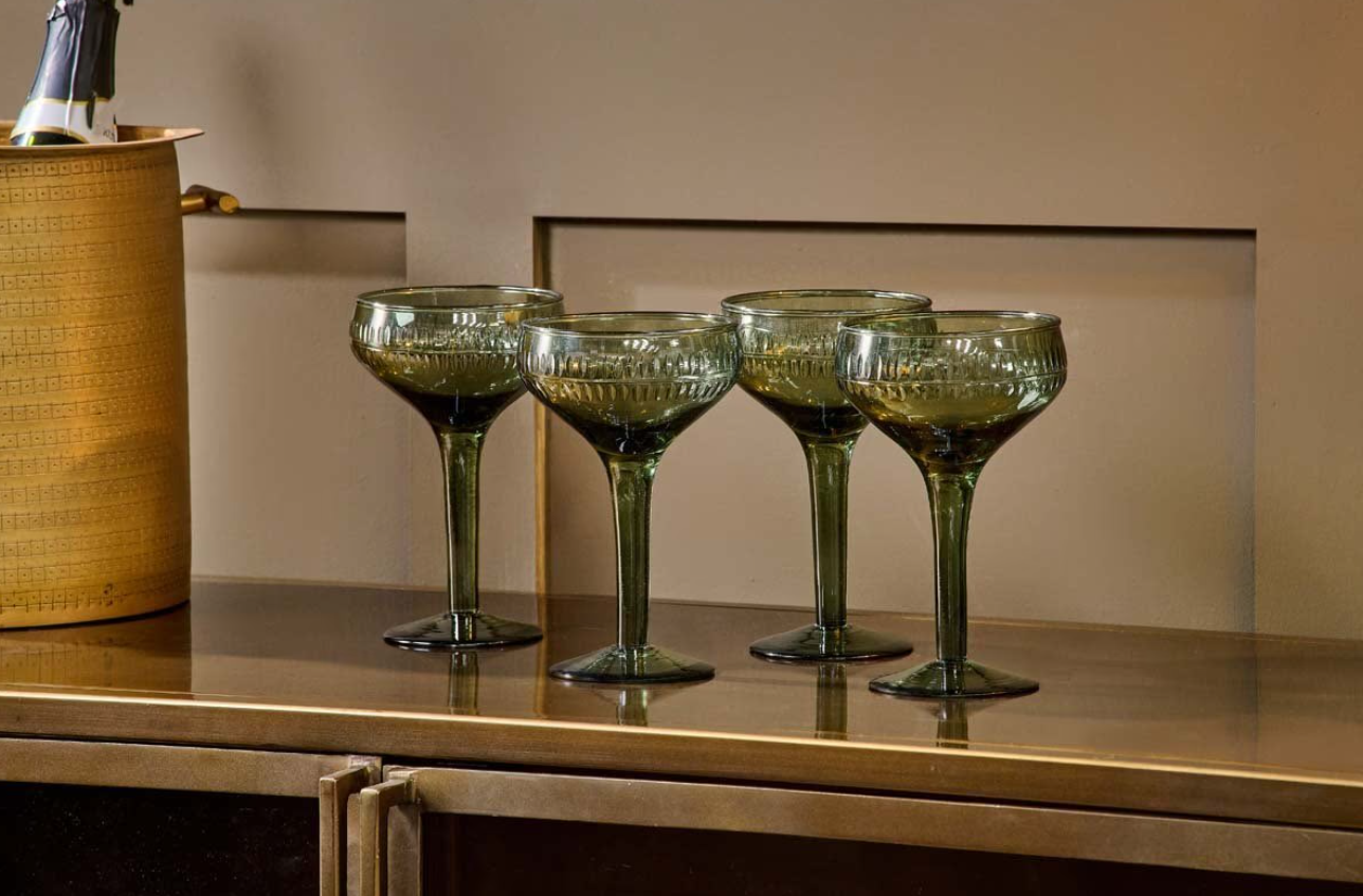 Mila Champagne Glass - Dark Emerald (Set of 4)