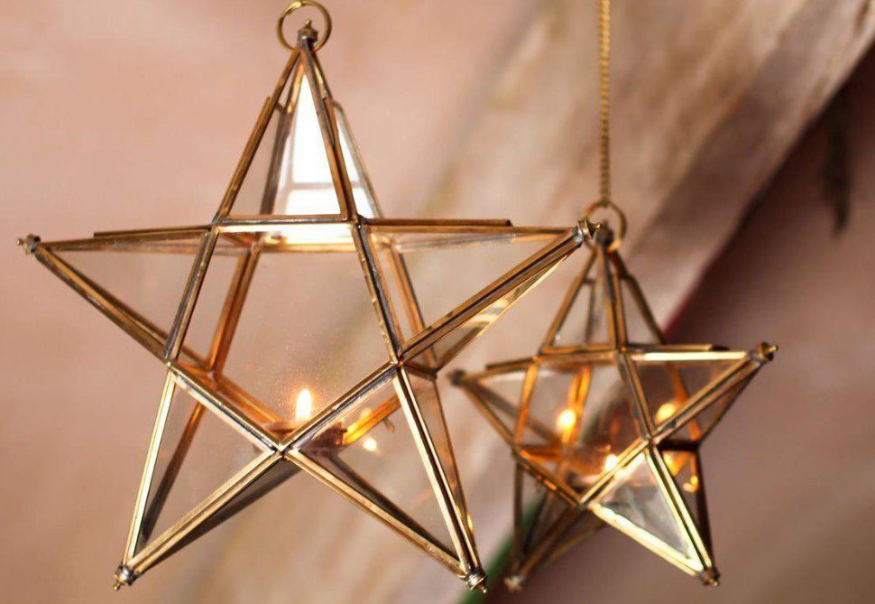 Antique Brass Glass Star - Antique Brass 20 X 20 X 5.5CM