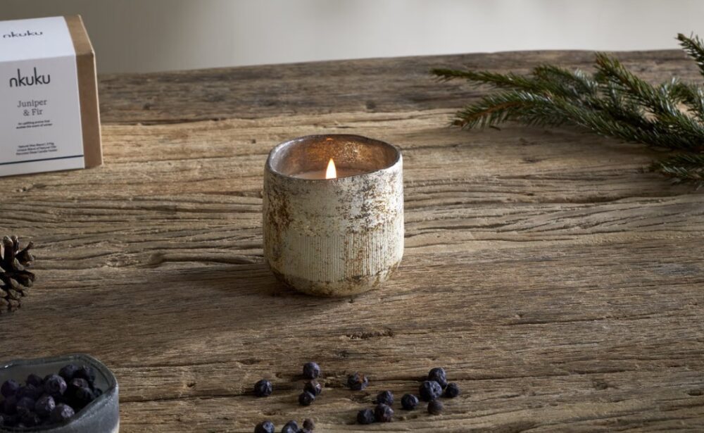 Juniper & Fir 1 Wick Scented Candle - Antique Gold
