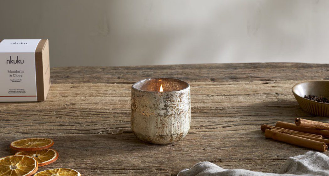 Mandarin & Clove- 1 Wick Scented Candle - Antique Gold